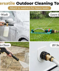 Three Quarter Inch Hose Quick Connect Fittings Kit 2026 Model shown in various outdoor setups with car wash, lawn care, patio clean, and RV setup.