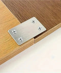 Heavy Duty Stainless Steel Mending Plates 36 Pack Corner Braces for Wood Furniture Cabinet support attached to two wood surfaces.
