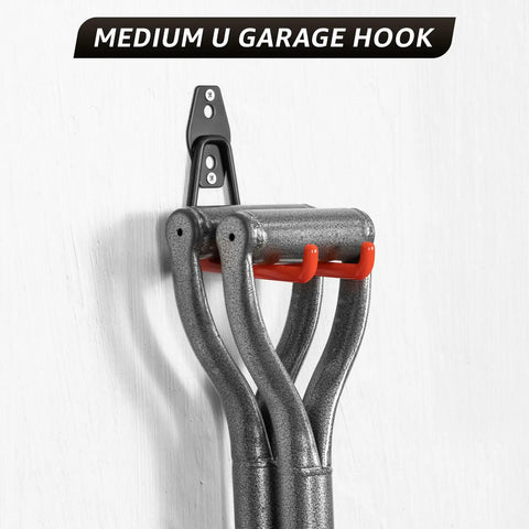Medium U garage hook from 30 Pack Heavy Duty Wall Mount Garage Hooks For Bikes, Ladders, Tools, And Garden Equipment, Anti Slip Steel Utility Hangers To Free Up Space In Your Garage, Shed Or Workshop.