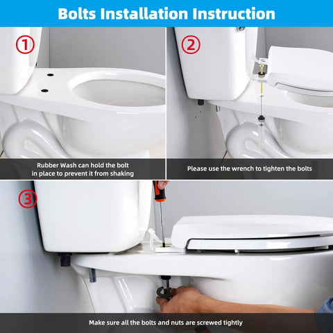Universal Toilet Seat Bolts Kit, 2 Pack, Heavy Duty Solid Brass With Extra Long Stainless Downlock Nuts installation steps