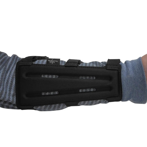 8 Inch Archery Arm Guard With Ventilated Design And 3 Strap Buckles For Quick Secure Fit Durable One Size Fits All Black on forearm