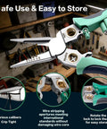8-In-1 Wire Crimper Stripper With Voltage Tester And Dual Alarms, Heavy-Duty 12-250V AC DC Tester For Hot And Neutral Wires, The Go-To Electrician HVAC And Car Repair Tool For Stripping Crimping Cutting And Testing, open jaws and storage lock