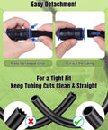 Hands demonstrating detachment of 20 Piece Quick Connect Drip Irrigation Fittings Kit For 1/2 Inch Tubing with release collar.