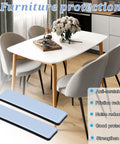 Self Adhesive PTFE Furniture Sliders 8 Pack Rectangle Glides Move Heavy Gear Smooth As Butter Chair Pads For Carpet And Hardwood Floors Zero Scuff Hassle Free Moving on a dining area floor.