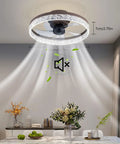 WAZYKJMDXX Ceiling Fan with Light 20 Inch Handheld Remote 6 Speeds Modern, modern ceiling fan shown from below, featuring decorative crystal rim.