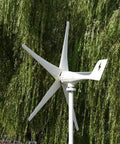 800W Wind Turbine With 5 Blades, Works On 12V 24V Or 48V Systems, Smart MPPT Charge Controller in front of trees