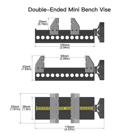 Dope Double Ended Mini Bench Vise For Crafting And Jewelry Making With Aerospace Grade Aluminum And CNC Machined Precision Stable On Delicate Parts Compact Desktop Vise Built For Small Projects And Detailed Work, 68mm size