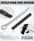 Heavy Duty Trailer Gate Spring Latch Kit With Extra Pins 2 Pack For Carry On And Utility Trailers Includes L Shaped Retainer Pins Springs And Roll Pins Durable Iron Construction For Quick Gate Repair showcasing two style pin options and installation design.