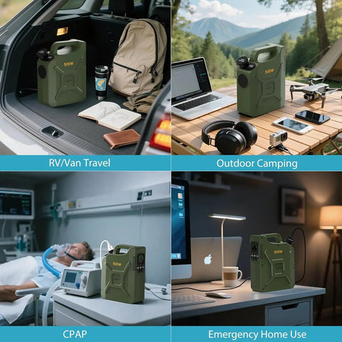 Portable Power Station 500Wh Lifepo4 Solar Generator With 500W Pure Sine Wave AC Outlet And 60W USB C PD Quick Charge For Camping Rv And Home Blackouts in RV, outdoor, medical, and home use settings.
