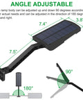 Diagram explaining angle adjustment for Solar Powered Outdoor LED Lights With Motion Sensor, 48 LEDs Flood Light, Waterproof Security Lighting
