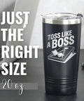 Cornhole Travel Tumbler 20 Oz Stainless Steel Cup For Men Birthday Gift Hella Rugged double wall drinkware with logo.