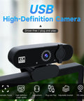 Crisp 1080P USB Webcam With Built In Mic For Smooth Video Calls And Live Stream, features adjustable bracket for easy setup.