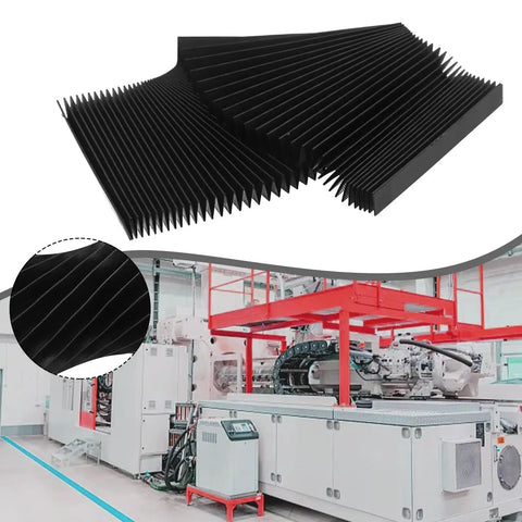 Flexible Accordion Bellows Cover For Milling Machines Oil And Dust Resistant Three Proof Cloth Shield Black Telescopic Rail Guard
