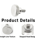 Heavy Duty M3 X 6mm Knurlled Thumb Screws Set Of Ten Slick Flat Heads showcasing straight line texture and stepped head design.