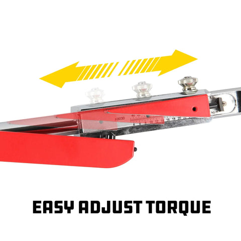 Close-up of the Beefy Half Inch Drive Deflecting Beam Torque Wrench With Audible Click Accurate 20 To 220 Ft Lbs showing adjustment knob.