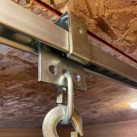 57 Inch Strut Channel Trolley Track In 1-5/8 Inch By 1-5/8 Inch Profile, 12 Gauge Steel U-Channel With Galvanized Finish, ceiling mount