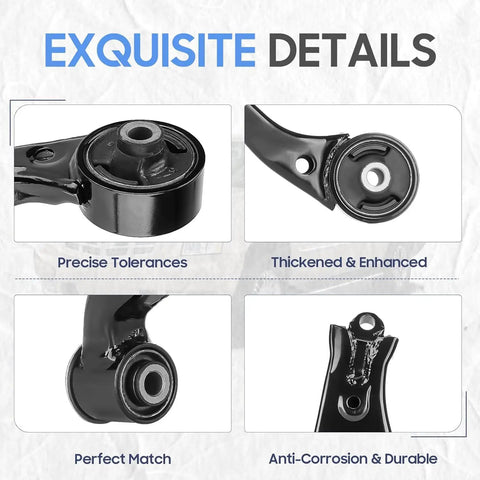 Honda Civic Front Lower Control Arm Set With Ball Joints And Sway Bar End Links And Outer Tie Rod Ends Replacement Suspension Kit For 2001 2005 Not SI 8 Piece close-up of black steel bushings and welded control arm mounts