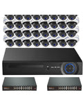 Top Tier 32 Channel 4K NVR Records Up To 8 Megapixel Resolution Across All Ports with 32 indoor cameras and network switches.