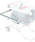 Outfeed Support Extension For 10 Inch Table Saws, 18 Inch Reach, Rear Flush Store Design, Aluminum Mounts on table saw
