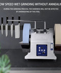 Slick 10 Inch Water Cooled Wet Grinding Machine With Dual Variable Speed Stones For Precision Edge Tool Sharpening on countertop.