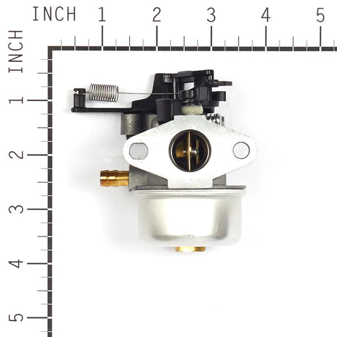 593599 Carburetor OEM Replacement for Lawn And Garden Equipment next to ruler, metal construction
