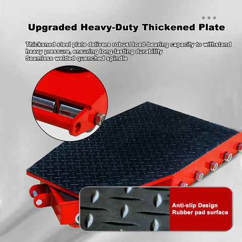 Tough As Nails Heavy Duty Machinery Mover Dolly Featuring 360 Degree Rotating Steel Casters For Moving Industrial Equipment Weighing Up To 12000 Pounds Like A Champ showing upgraded thickened steel plate.