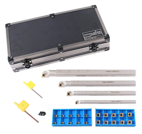 Right Hand SCLCR Indexable Boring Bar Set With 20 CCMT Inserts, 31-Piece Pro Grade Machining Kit For Bore Work, Includes Bars In Three Eighths, One Half, Five Eighths, And Three Quarters Inch For Precision