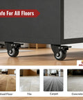2 Inch Heavy Duty PU Caster Wheels With Hella Sturdy Dual Locking Brake Eight Pack attached to various floor types.