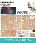 Hands On Mechanical Tellurion Three Dimensional Puzzle Wooden Model That Shows The Sun Earth Moon Cosmic Dance Explains Day And Night And Moon Phases With Realistic Orbital Motion For Science Fans And Curious Minds, laser-cut plywood kit
