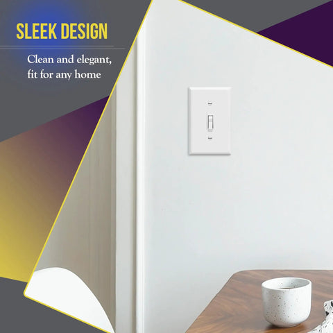Toggle Light Switch Wall Plate 1-Gang Gloss Finish White, Heavy Duty Unbreakable Polycarbonate Thermoplastic installed on wall
