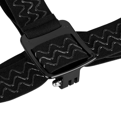 Close-up of the adjustable elastic strap with non-slip grip on Head Strap Mount For Action Cameras Adjustable Helmet Mount For GoPro Hero 13 Through 1 Fusion And Osmo Action Easy Thumb Screw Setup Hands Free POV Secure Fit For All Day Adventure