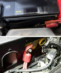 Installed Eight Pack Side Post Battery Terminal Bolts Kit, Three Eighths Inch Short and Long Stud Adapters in car battery