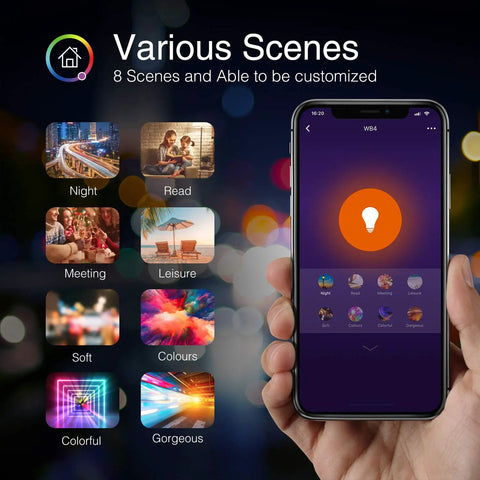 Smart WiFi Color Changing Light Bulb 2 Pack RGBW Works With Alexa And Google Assistant Remote App Control on smartphone screen
