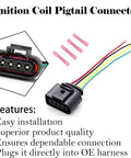 VW Ignition Coil Harness Connector Kit 4 Pack With 16 Heat Shrink Butt Connectors, ignition coil connector and wires display
