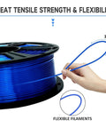 Hand demonstrating flexibility of Silk Royal Blue PLA Filament 1Kg Spool 1.75mm For 3D Printing With High Detail Glossy Silk Finish Tolerance 0.03mm