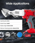 21V Cordless Electric Metal Shears With Swivel Head And Two Speed Settings For Cutting Sheet Iron Up To 14 Gauge Includes Battery Charger, showing blade and grip.