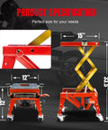Beefy Heavy Duty Hydraulic Foot Operated Motorcycle Lift Table With 350 Lb Capacity, 15 By 11.5 Inch Platform, Scissor Lift Jack