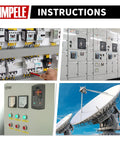 Electrical control panels and satellite dish setup with labels for Ampele instructions