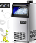 Beast Mode Ice Maker For Home Bar, 100 Lbs Per Day, Freestanding Or Undercounter, stainless steel, LED display, with ice cubes