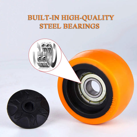 Heavy Duty 2 Inch Rubber Swivel Caster Wheels With Brake, Quiet Polyurethane, 180 Kg Load Capacity, 10 Mm Stem, Ideal For Trolleys, Equipment And Machines wheel with steel bearings
