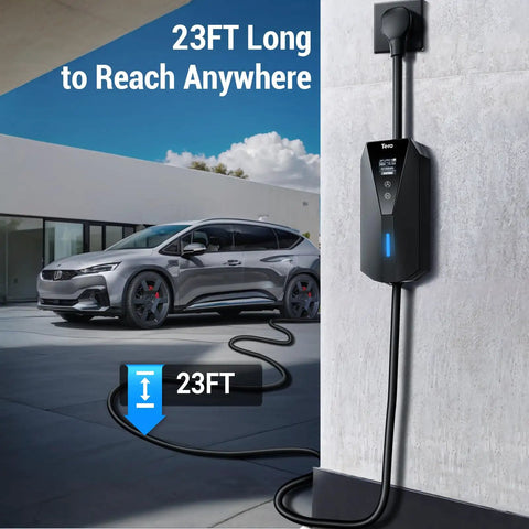Portable Electric Car Charger For Level 1 And Level 2 EVs J1772 Compatible 23ft cable outdoor charging station setup