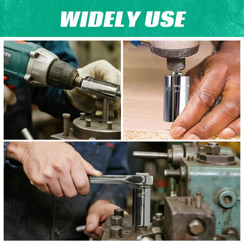 Three Piece Universal Socket Wrench Set With Ratchet And Drill Adapters Retractable One Quarter Inch To Three Quarter Inch used in workshop