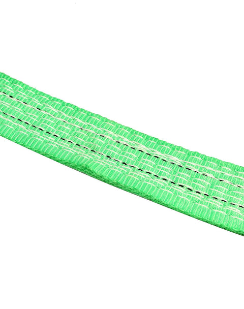 Heavy Duty 5ft Chain Sling Rigging Kit With Four Leg Grab Hooks And Adjuster 13220 Lb Safe Lifting Capacity G80 Alloy Steel Chain Eye Hooks For Safe Towing And Cargo Handling On Job Sites green webbing sling close-up
