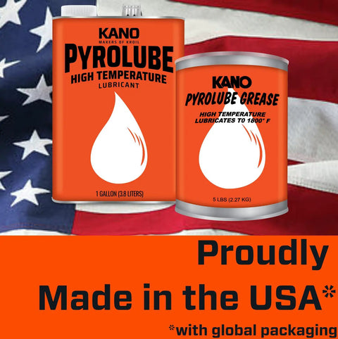 Pyrolube high temperature lubricant cans with USA flag background