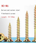 Heavy Duty Cross Flat Head Wood Screws Made From Galvanized Carbon Steel For M3 To M6 displayed in various lengths.