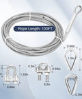 Heavy Duty Quarter Inch Stainless Steel Cable 25 Ft Wire Rope With 7x19 Aircraft Cable Construction 6400 Lbs Breaking Strength Zip Line Kit