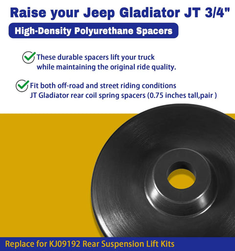 Level Up Your Gladiator JT Rig With This Badass Three Quarter Inch Polyurethane Rear Lift Coil Spring Spacer showing its design and features.