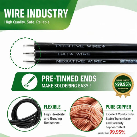 Six Pair Three Pin Xconnect Pigtail Connectors For Low Voltage Lighting System Copper Wire with pre-tinned ends for easy soldering.