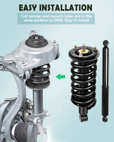 Front And Rear Complete Strut And Spring Assembly For Nissan Titan 2004 To 2015 All In One Bolt On Upgrade, easy installation demo