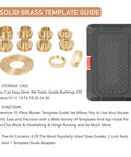 Boss Level 11 Piece Brass Router Bushing Kit Smooth Template Guides With Secure Lock Nut And Compact Storage Case No Sweat Setup For Pro Woodworking Ready To Roll includes 8 brass bushings and storage case.